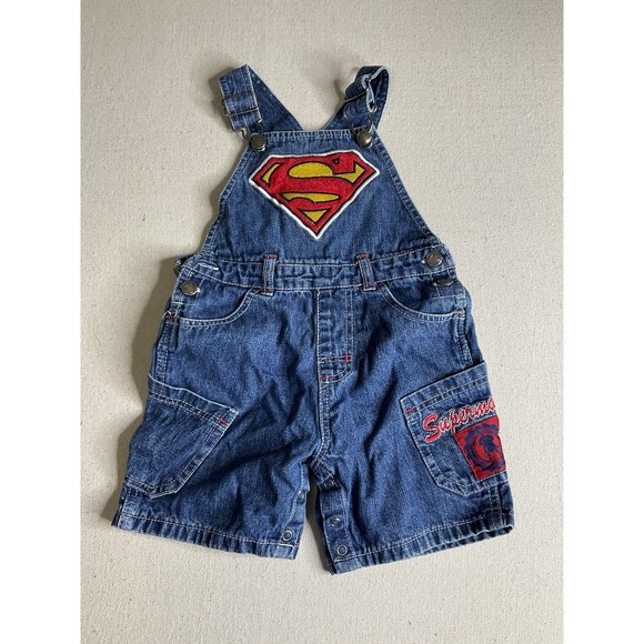 Marvel Other - Vintage Marvel Toddler Boys Bib Overalls Shorts Superman Size 18M Rare Y2K